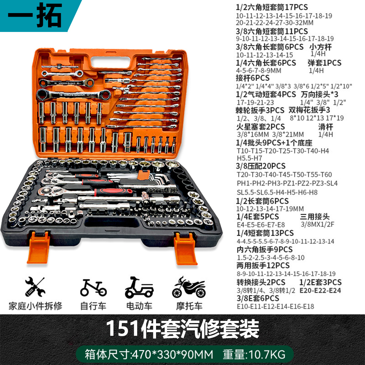 82 sets of auto repair combination tool kits, 121 sets of auto repair tool sleeve sets, and 53 sets of household repair tool kits undefined