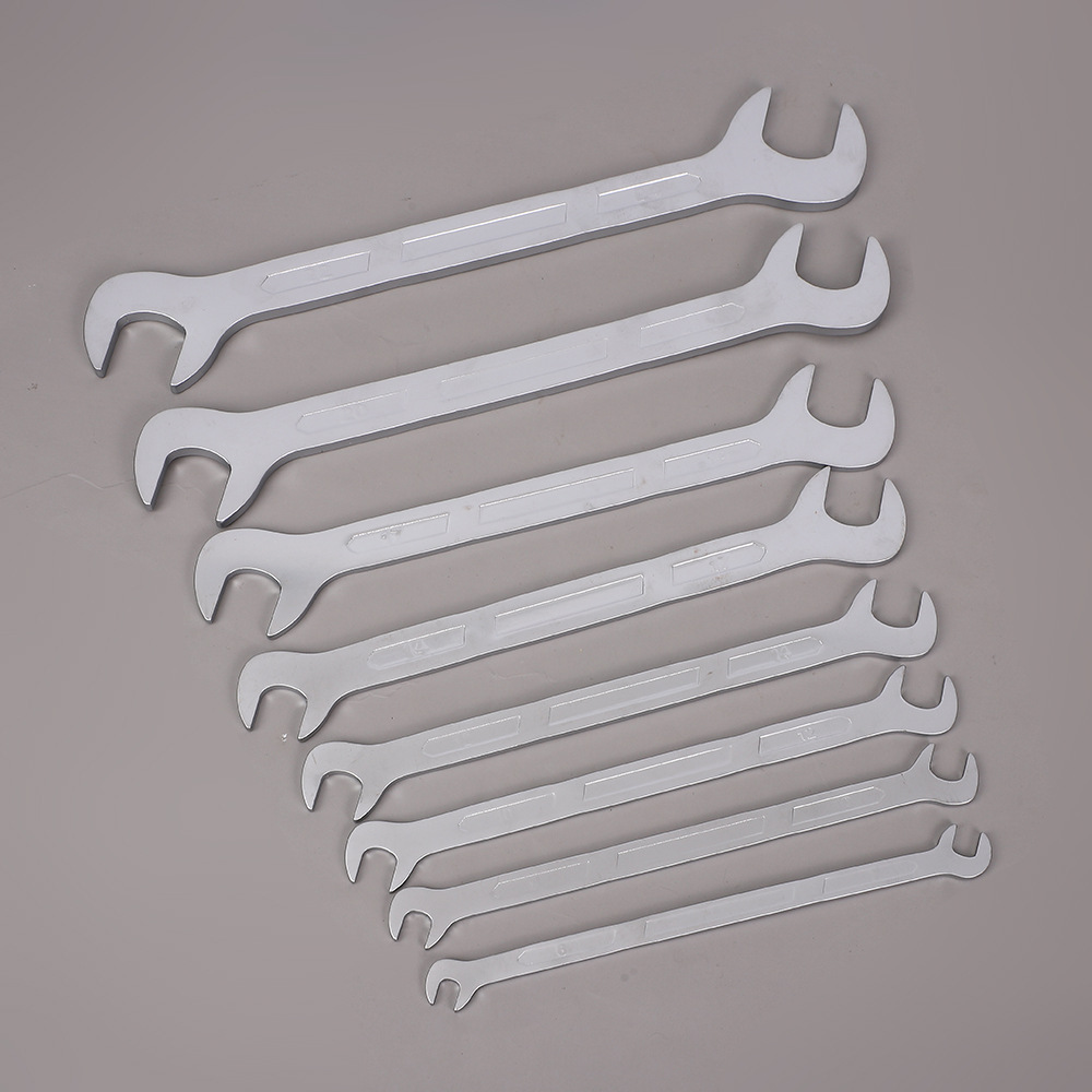 Double-head ultra-thin extended 45-degree fixed fixed-head frosted side-opening wrench set with special-shaped cloth bag combination Specification drawing