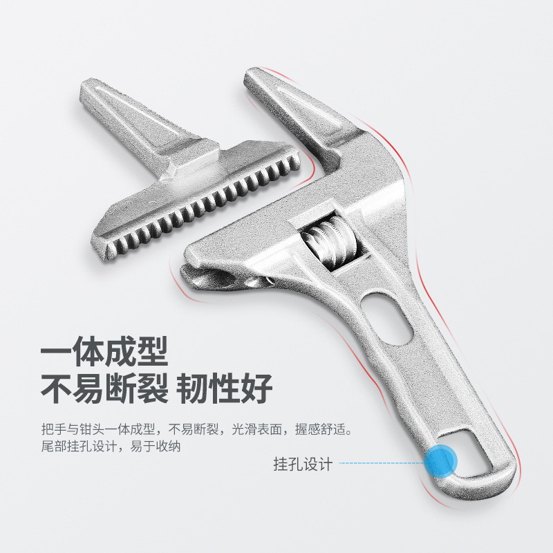 The multi-functional sink and bathroom wrench, adjustable pipe wrench, large opening wrench for sewer repair and disassembly, is durable details Picture