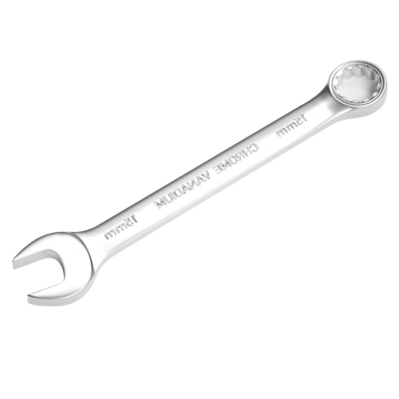 45# steel mirror surface dual-purpose wrench, plum blossom opening dual-purpose wrench, chrome-plated dual-purpose wrench set for foreign trade Item Picture