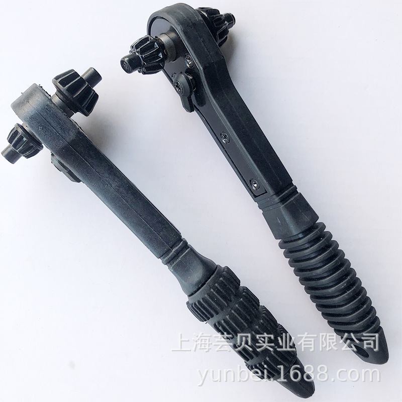 12.7mm 17.5mm key wrench two-in-one drill chuck key black ratchet dual-purpose wrench full figure