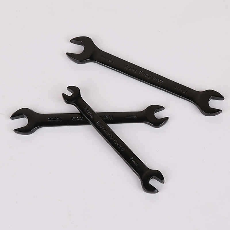 Wholesale sale of black electrophoretic open-end wrenches, dual-purpose, dual-head manual dual-purpose open-end wrenches for auto repair Specification drawing