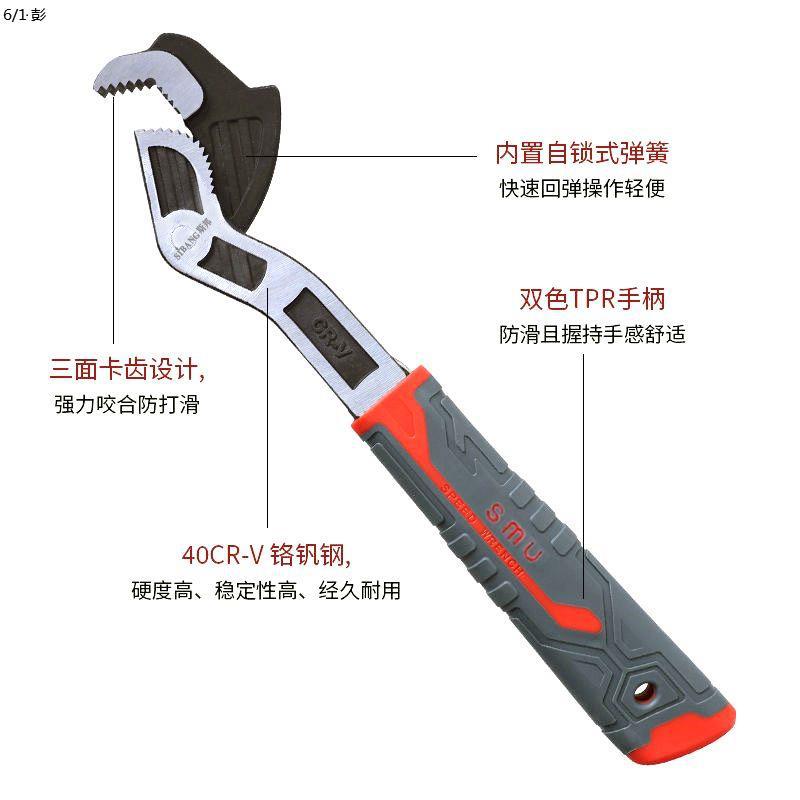 Quick self-locking wrench with teeth, multi-specification chrome vanadium steel anti-slip handle, built-in self-locking water pipe, auto repair hardware tool Application Scenario