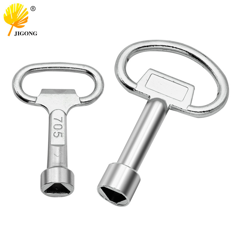 Multi-purpose triangular key, tap water valve, triangular wrench, motor box cabinet door, elevator door lock valve key full figure
