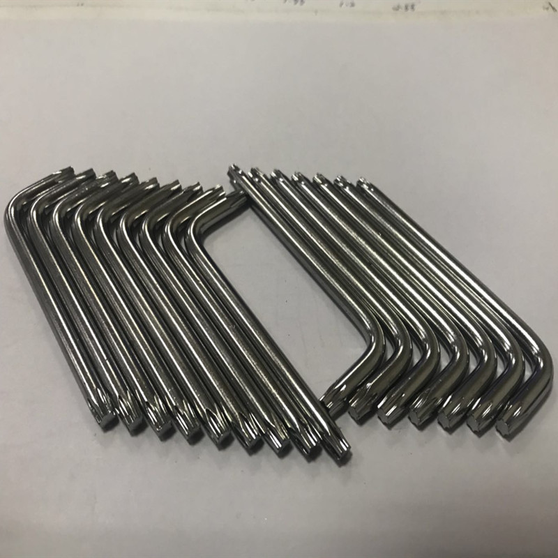 The manufacturer produces and sells medium and high carbon steel hardened and quenched L-shaped double-ended star-shaped wrenches with a diameter of T25*24*73*4.8 details Picture
