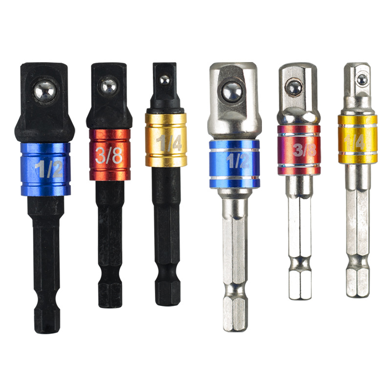 Yunbei 3PC silver-black color rod steel ball joint rod Square to hexagonal Joint 1/4 3/8 1/2 Black silver-black color rod set full figure