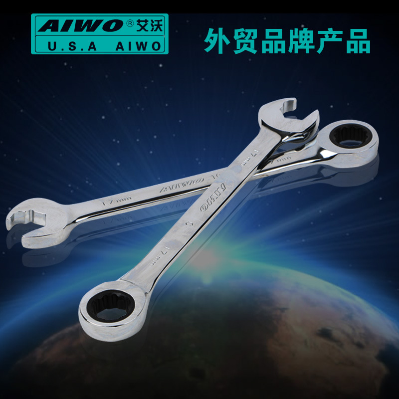 Double-head multi-purpose ratchet open-end quick wrench, metric ratchet manual wrench, mirror dual-purpose ratchet wrench details Picture