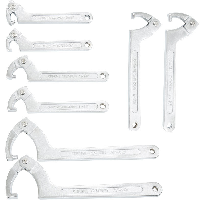 Dichuang Hardware adjustable head hook wrench, crescent wrench, semi-circular adjustable round nut wrench, water meter tools Item Picture