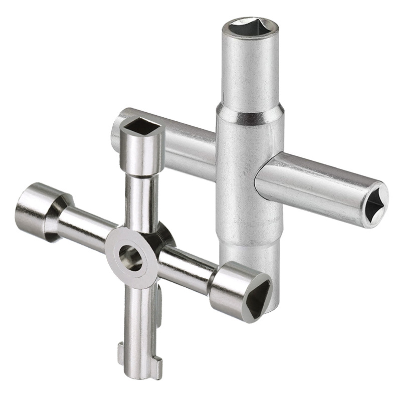 Four-in-one multi-functional cross key wrench, electric control cabinet, elevator cross key, water meter, valve key Specification drawing