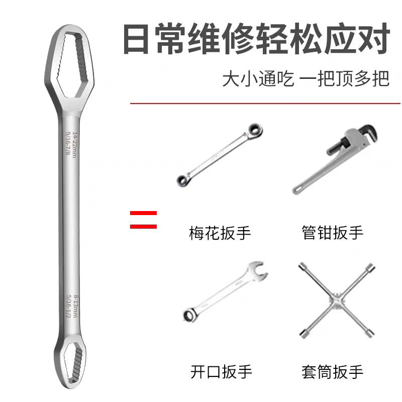 Multi-functional self-tightening box wrench, universal double-head self-tightening wrench 8-22 adjustable wrench, universal glasses box wrench details Picture