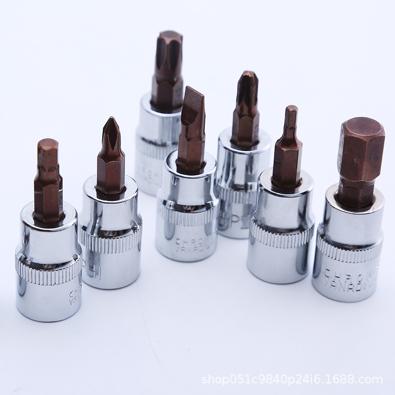 3/8 Zhongfei screwdriver sleeve manual screwdriver sleeve, hexagon socket, plum blossom cross, one-character cross, 10mm screwdriver head Specification drawing