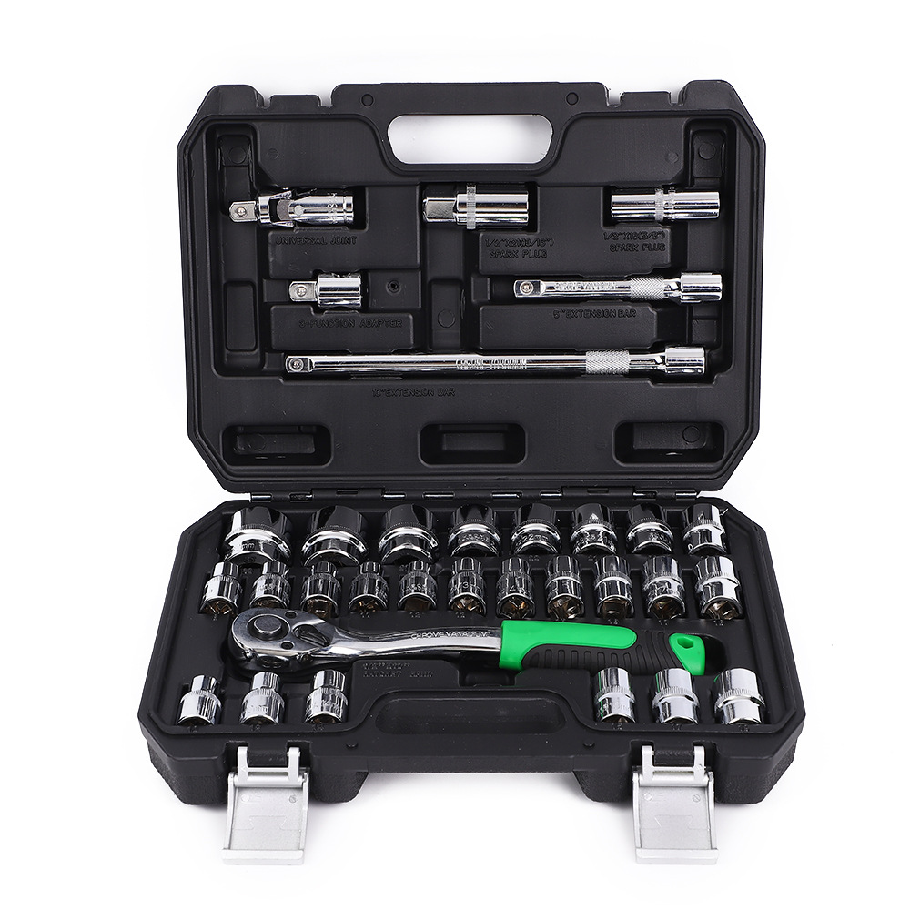 32PCS set of household toolbox repair kit, car maintenance socket ratchet wrench combination hardware tools undefined