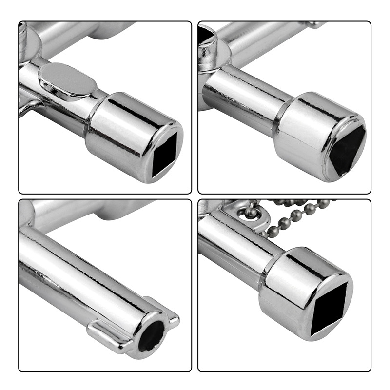 Four-in-one internal triangle and four-corner key wrench, elevator electrical control cabinet, platform screen door, valve key with cover Specification drawing