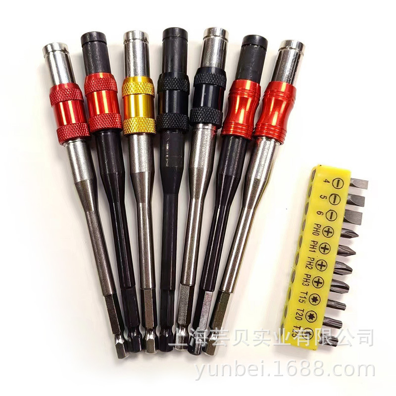 1/4" multi-angle directional extension rod magnetic electric screwdriver, hexagonal handle, 6.35mm screwdriver quick-release Specification drawing