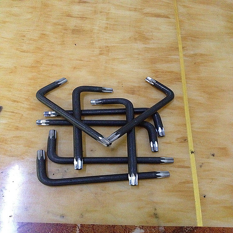 The manufacturer produces and sells medium and high carbon steel hardened and quenched L-shaped double-ended star-shaped tool wrenches T30-30*90 full figure
