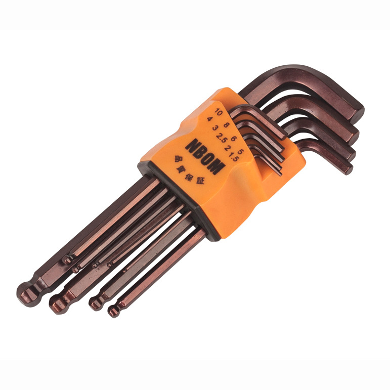 Small gourd style, bronze S2 steel ball head hex socket wrench 9-piece set, low price, hex screwdriver, hex key details Picture