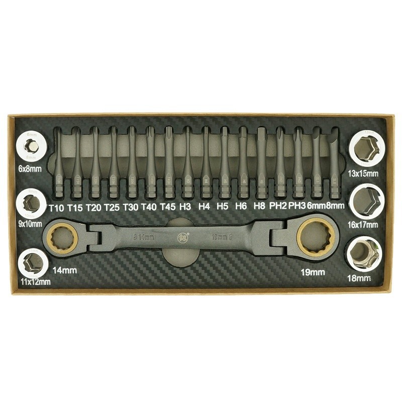 Fukuoka Tools' multi-angle ratchet wrench socket set, special-shaped screwdriver, plum blossom screwdriver bit FO-3140 Item Picture