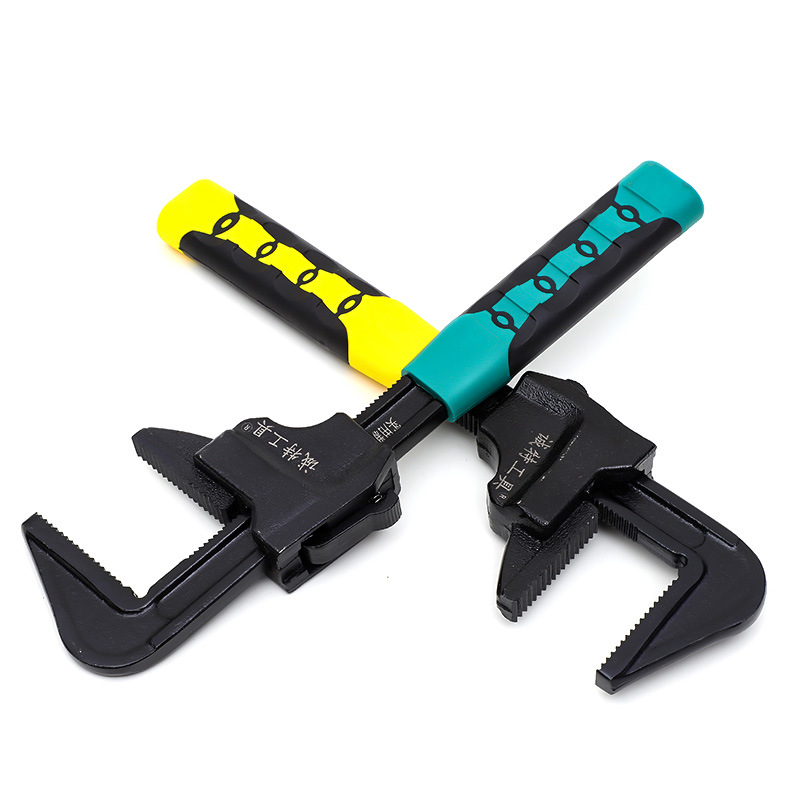 Adjustable wrench F-type pipe wrench, large opening wrench, anti-slip multi-functional F-type wrench, multi-functional right-angle adjustable wrench Specification drawing