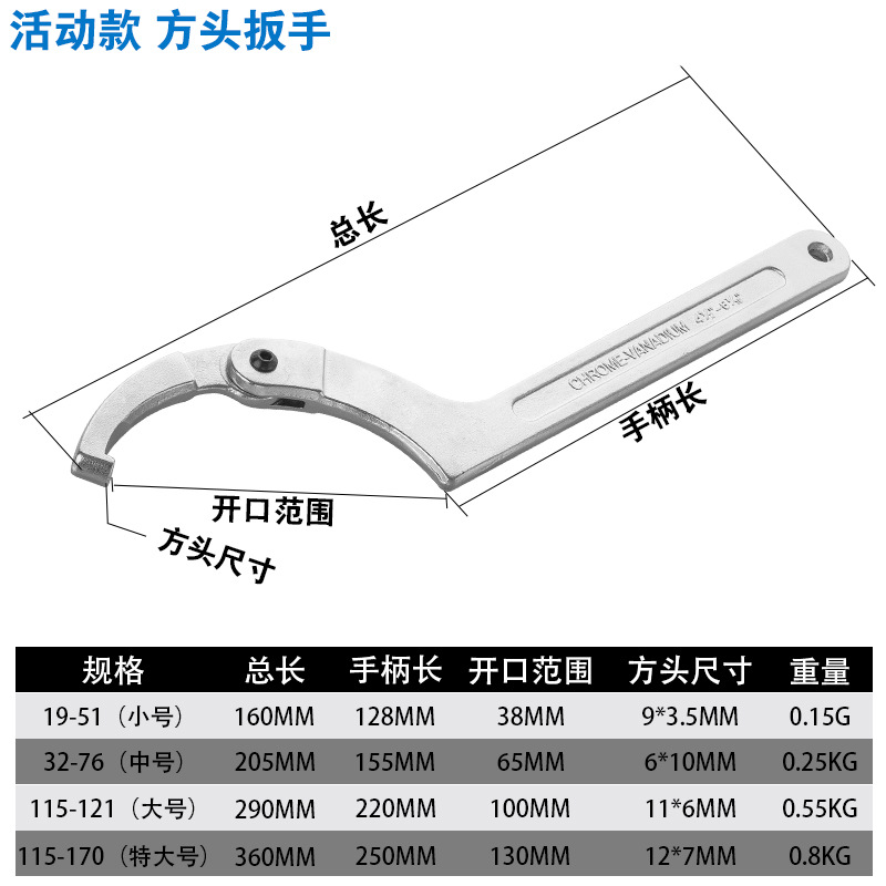 Crescent wrench hook head semi-circular hook type water meter cover special oil cylinder hook type round nut wrench hook type universal round head Application Scenario
