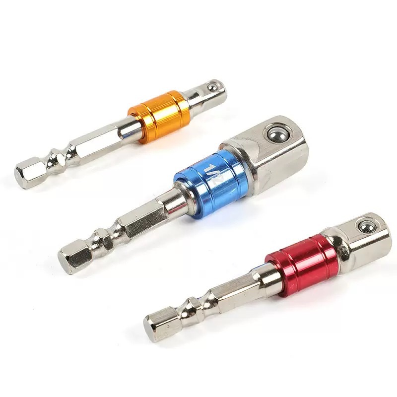 3-piece set of color hexagonal handle to square connection rod conversion head, 1/2 square head, 3/8 sleeve, 1/4 electric details Picture