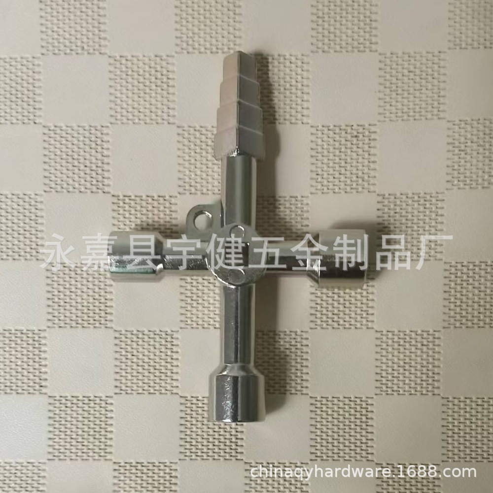 Standard four-in-one multi-functional key, electric control cabinet elevator key, water meter valve zinc alloy key details Picture