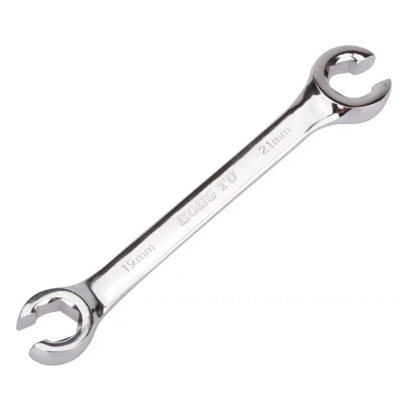 HT Double-head hexagonal open-end oil pipe wrench, special fork socket open-end wrench tool for disassembling brake oil pipes, 6-27mm Item Picture