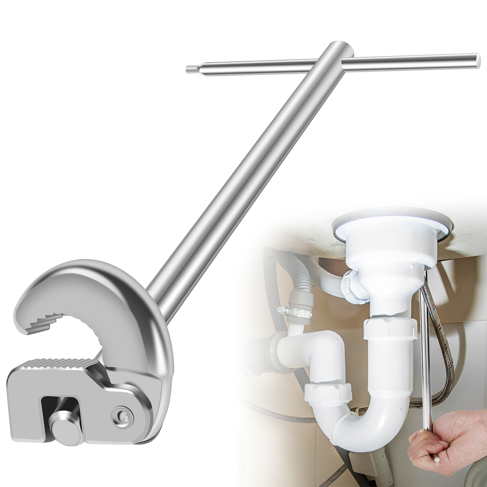 Multi-functional movable head sink wrench, faucet, bathroom water pipe, sewer wrench, pipe wrench, disassembly and assembly tool details Picture