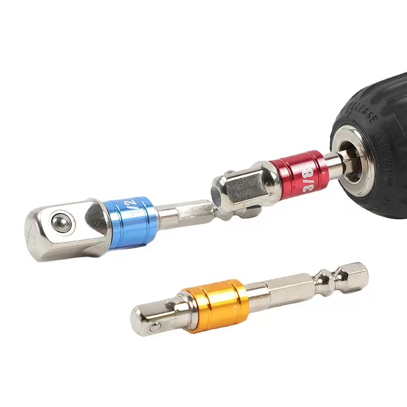 3-piece set of color hexagonal handle to square connection rod conversion head, 1/2 square head, 3/8 sleeve, 1/4 electric Application Scenario