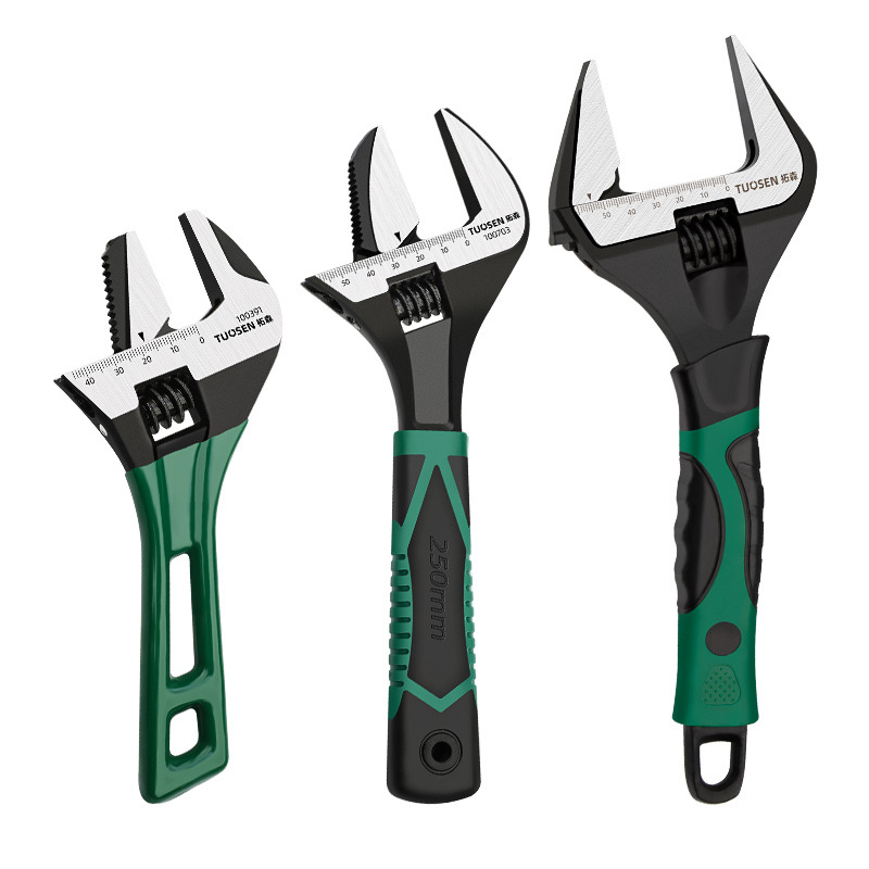 Tosen adjustable wrench, large opening bathroom wrench, industrial-grade multi-functional plumbing pipe wrench, dual-purpose adjustable wrench Item Picture