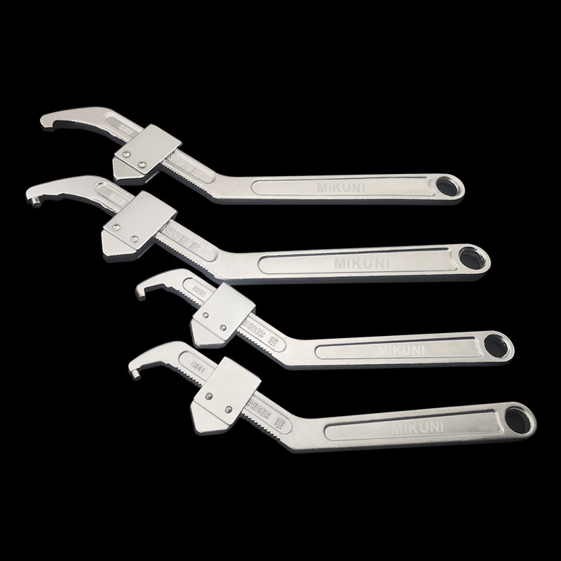 Adjustable hook-shaped wrench, snap-on slider, crescent wrench, square head, side hole, round nut, disassembly hook wrench Application Scenario
