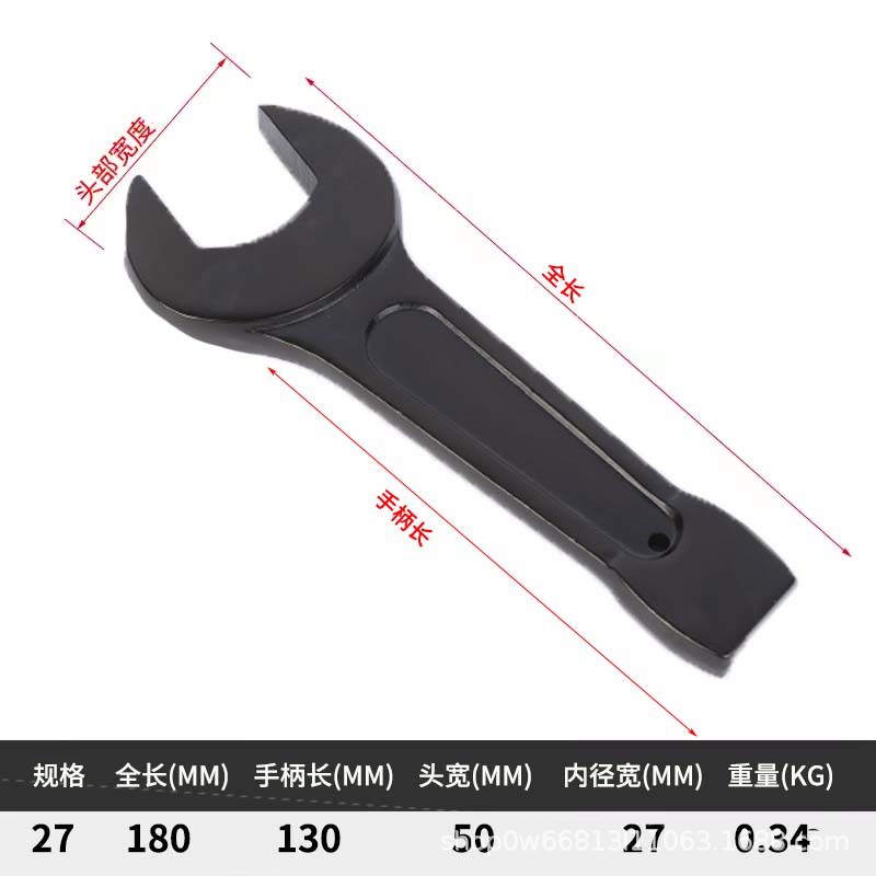 Heavy-duty striking wrench, single-head straight handle box wrench, striking fixed wrench, sturdy striking wrench, hardware tools undefined
