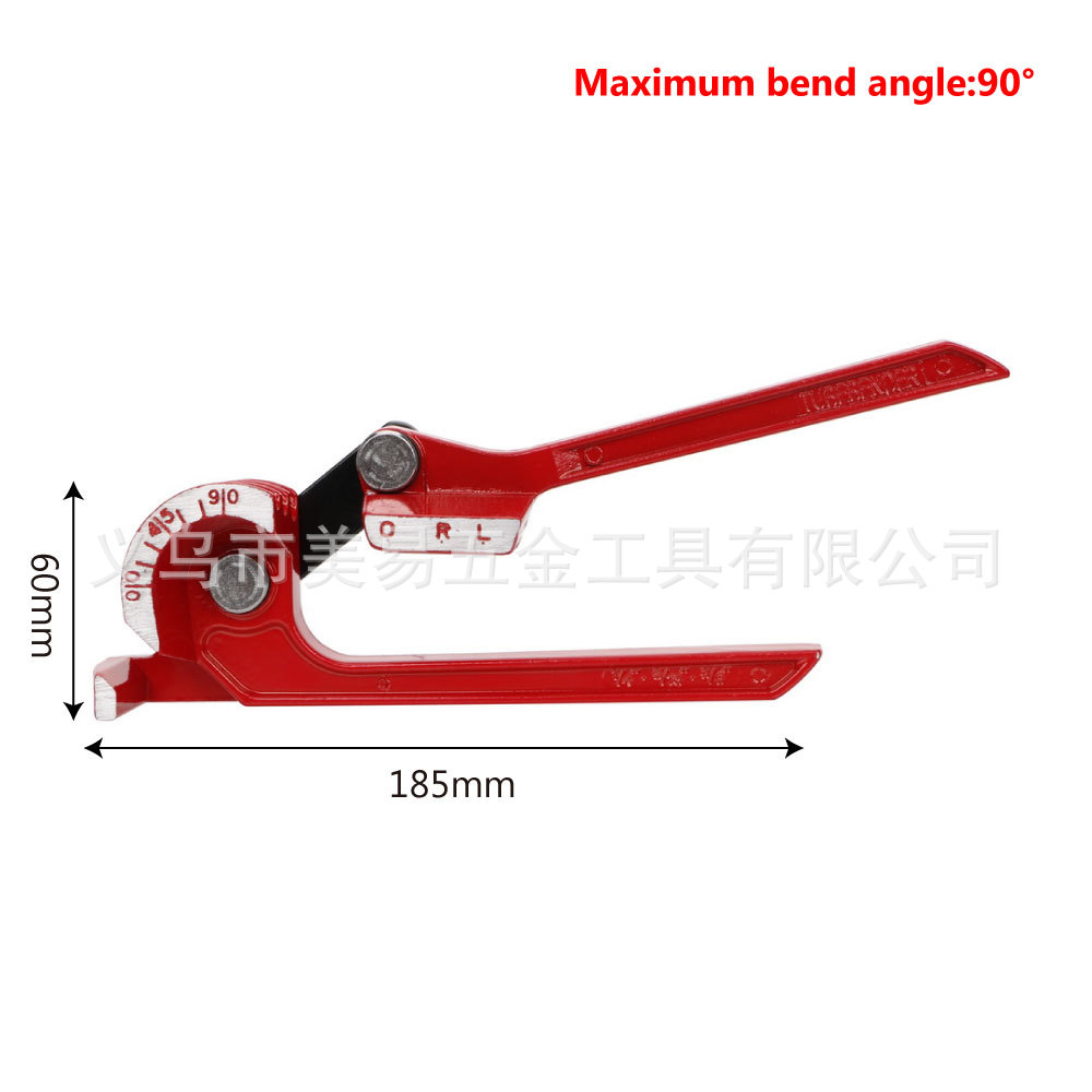 Pipe bender, alloy steel pipe bender, three-in-one combination pipe bender, 90 - and 180-degree pipe bending tool, copper pipe bender Specification drawing