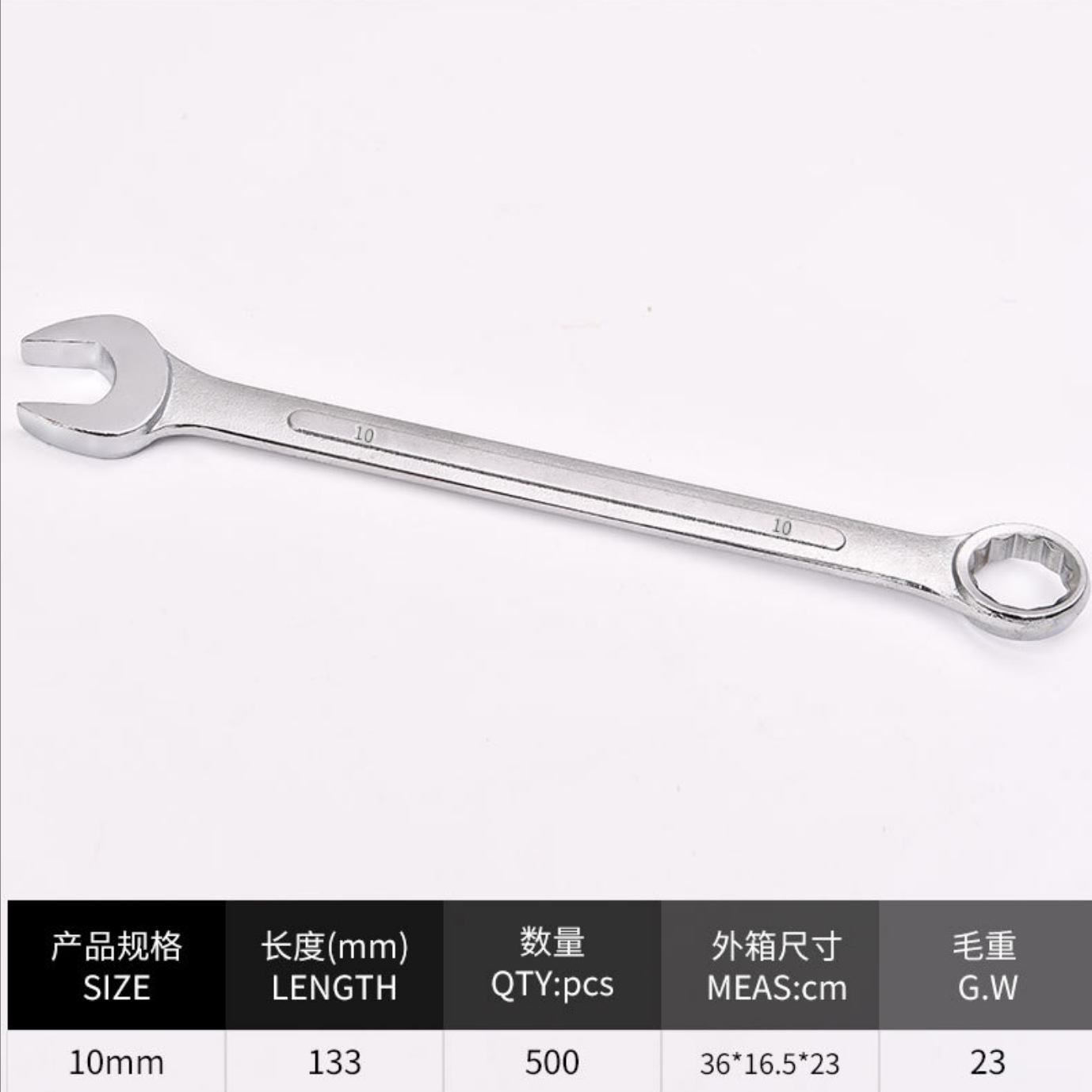 The manufacturer produces dual-purpose wrenches, combination dual-purpose wrenches, export wrenches, and open-end wrenches ranging from 6MM to 32MM undefined