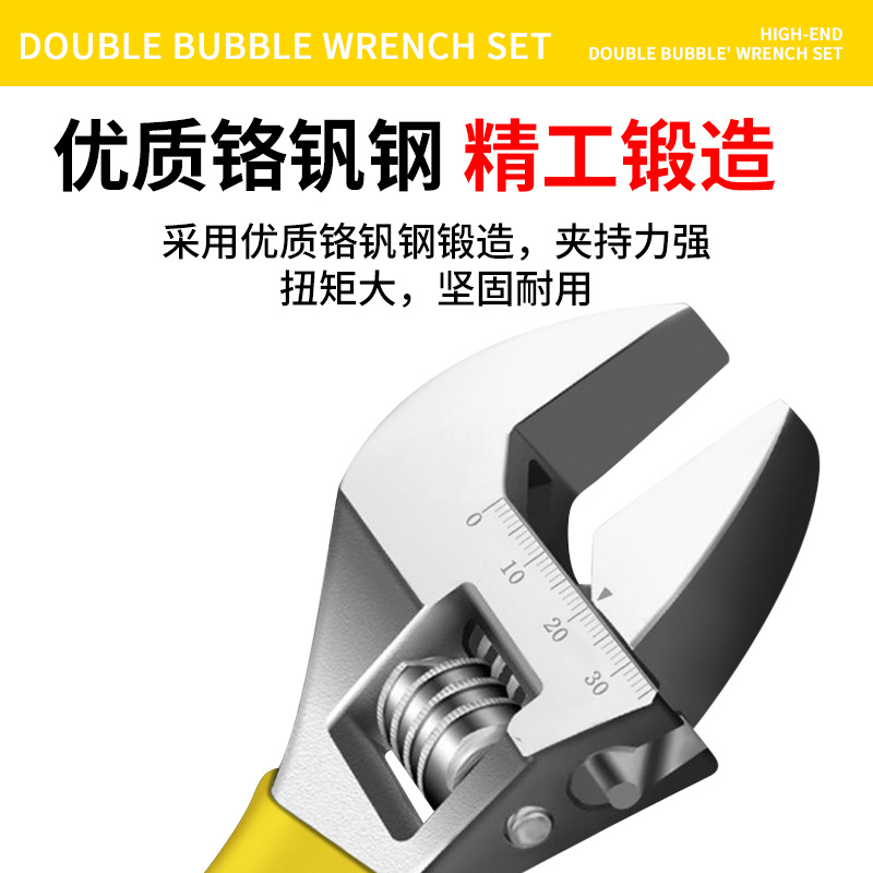 Genuine plastic-coated handle adjustable wrench three-piece set, complete set of high-end double-bubble wrench combination, 8-inch adjustable wrench set Application Scenario