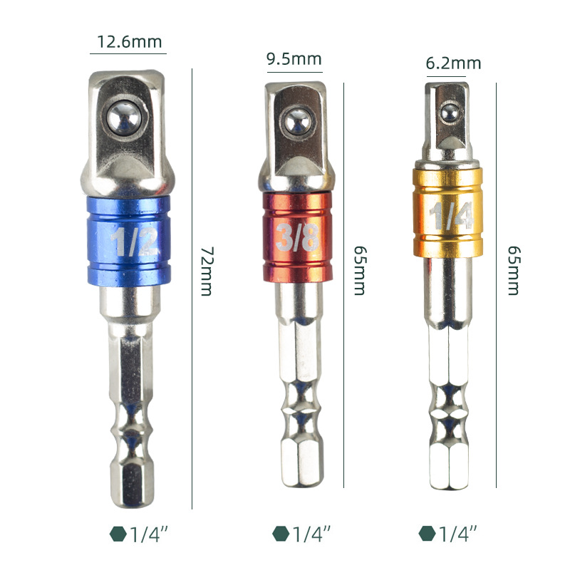 Yunbei 3PC silver-black color rod steel ball joint rod Square to hexagonal Joint 1/4 3/8 1/2 Black silver-black color rod set Application Scenario
