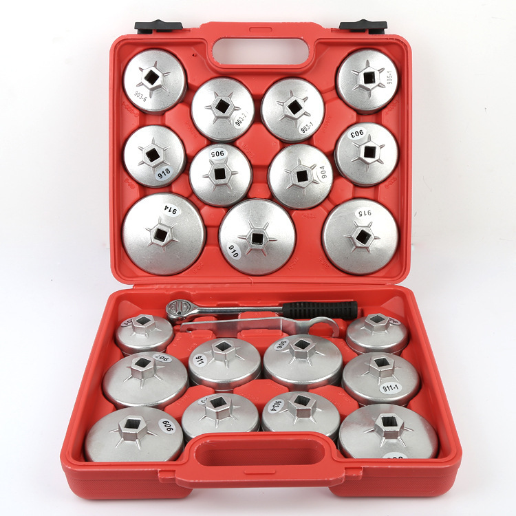 Factory wholesale 23-piece sets of aluminum cap type oil filter wrench sets, oil filter wrench sets and oil filters Application Scenario