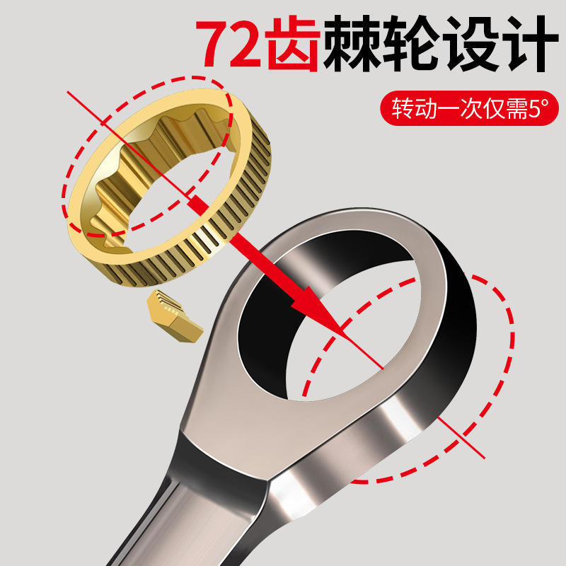 Ratchet wrench, quick and effortless, dual-purpose industrial-grade extended opening small plate, double-head auto repair tool set details Picture