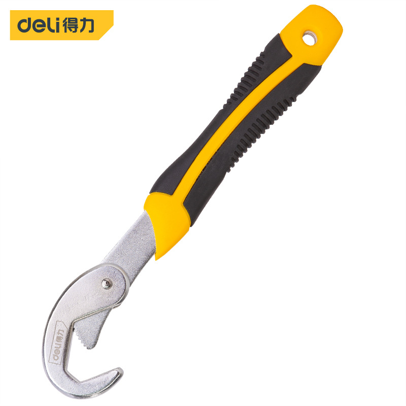 Powerful tools: pipe adjustable wrench, single rubber handle hook wrench, pipe fitting wrench full figure