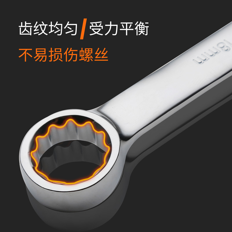 Chromium-vanadium steel dual-purpose rigid wrench set, multi-specification mirror surface plum blossom opening dual-purpose wrench, auto repair hardware tools Application Scenario