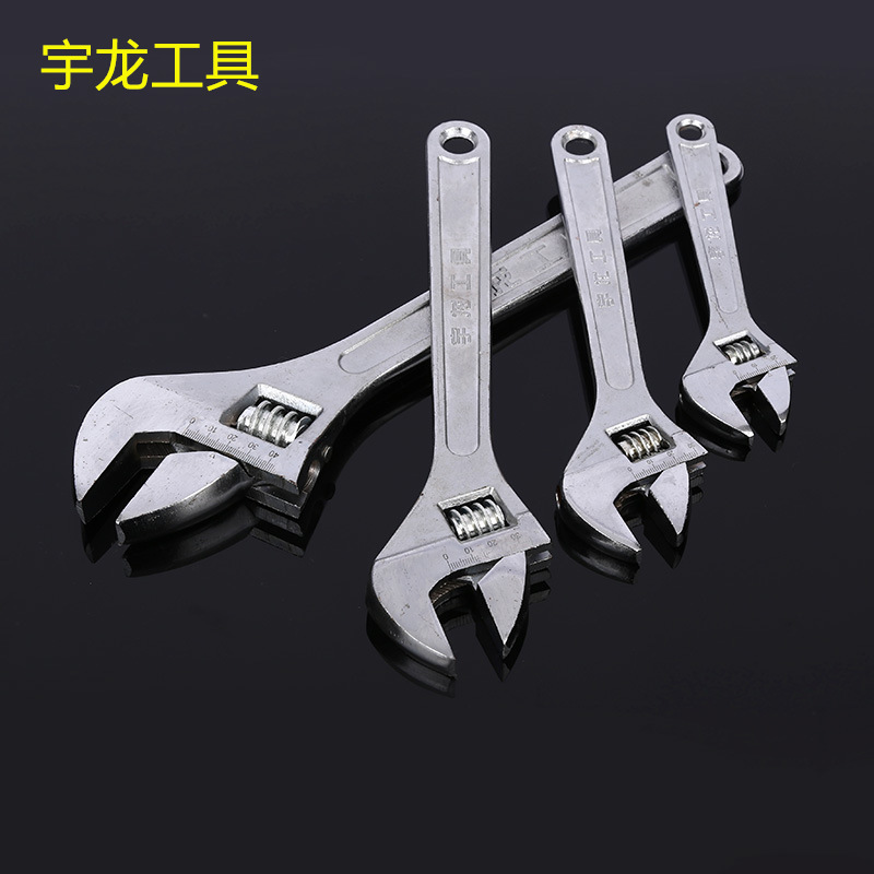 Factory direct sales of Yulong pure steel forged adjustable wrenches, 8-inch, 10-inch and 12-inch adjustable wrenches, universal adjustable wrenches details Picture