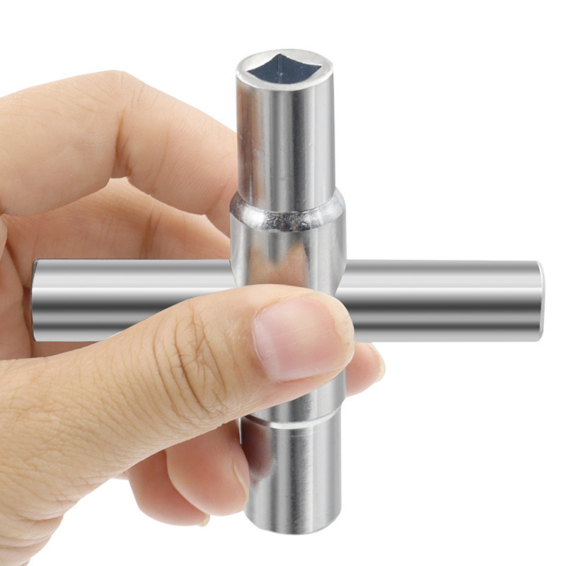 Wholesale of 4-in-1 silver wrenches, cross faucet wrenches, square wrenches, manual bathroom wrenches, and hardware tools details Picture