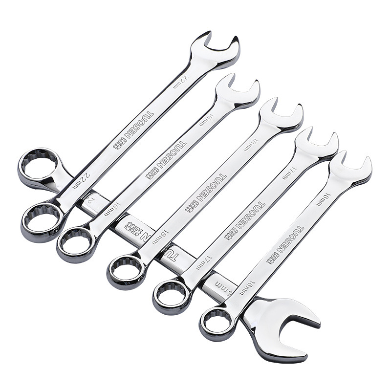 Tuosen Tools Open-end and plum blossom dual-purpose wrench, Daimei mirror surface manual complete set, double-head plum blossom open-end wrench Item Picture