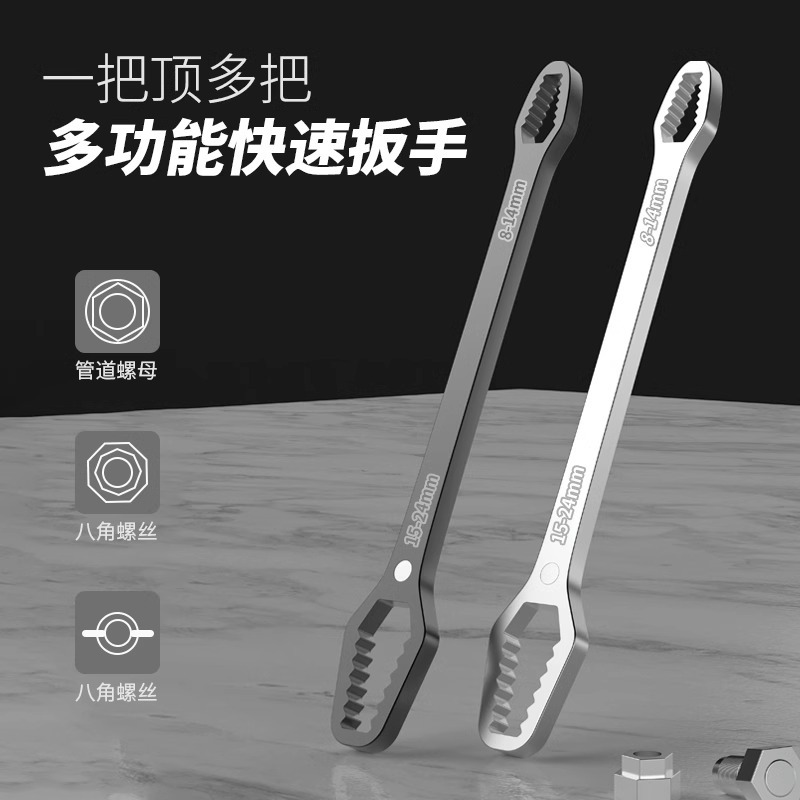 Multi-functional box wrench, double-head self-tightening glasses, 8-22mm multi-purpose wrench tool set, adjustable wrench details Picture