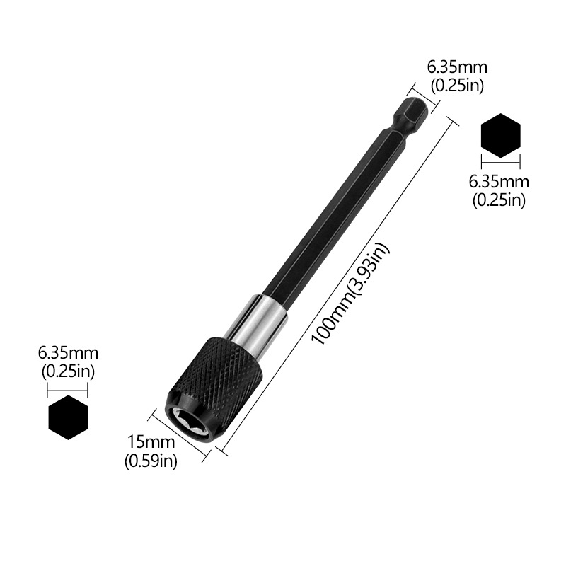 Hexagonal handle 6.35mm quick-release self-locking connecting rod extension rod, electric drill screwdriver quick transfer rod, batch head extension rod undefined
