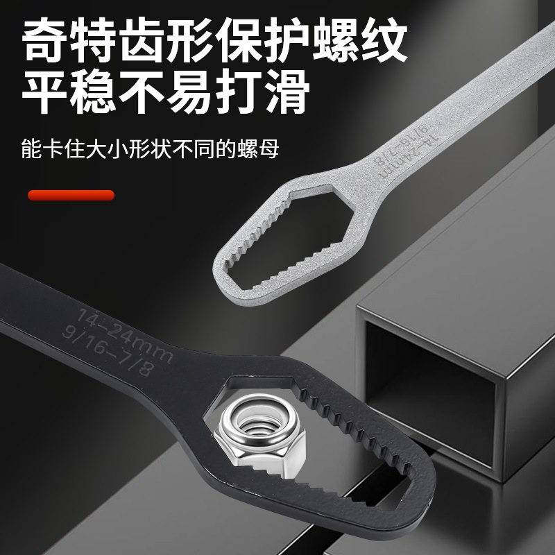 Multi-functional box wrench, universal double-head self-tightening glasses fixed head wrench, 8-22mm household movable wrench Application Scenario