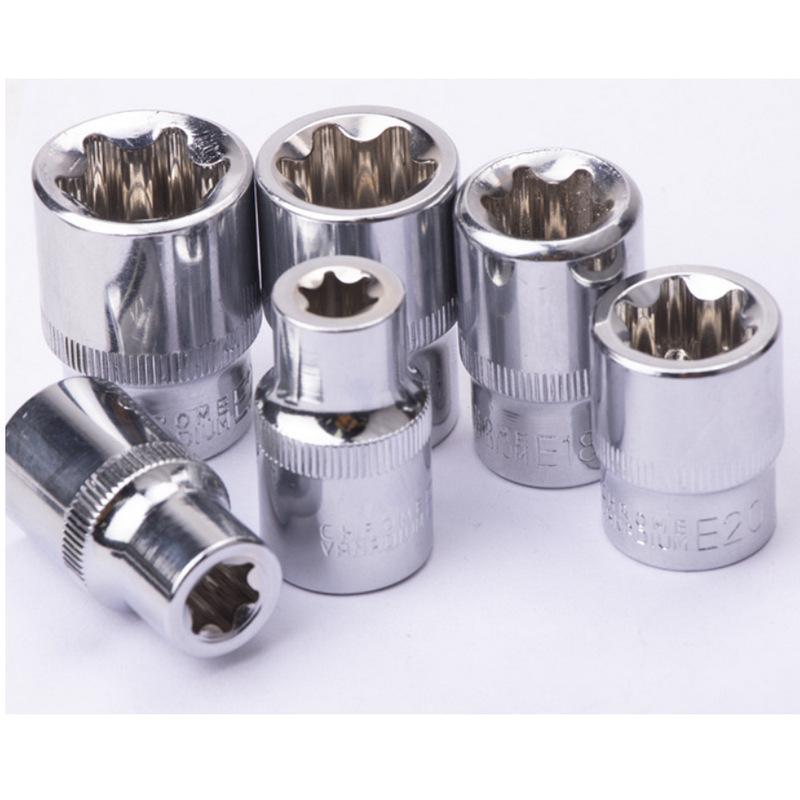 1/4E type socket flower socket interface E-type socket head plum blossom socket head ratchet wrench socket wrench full figure