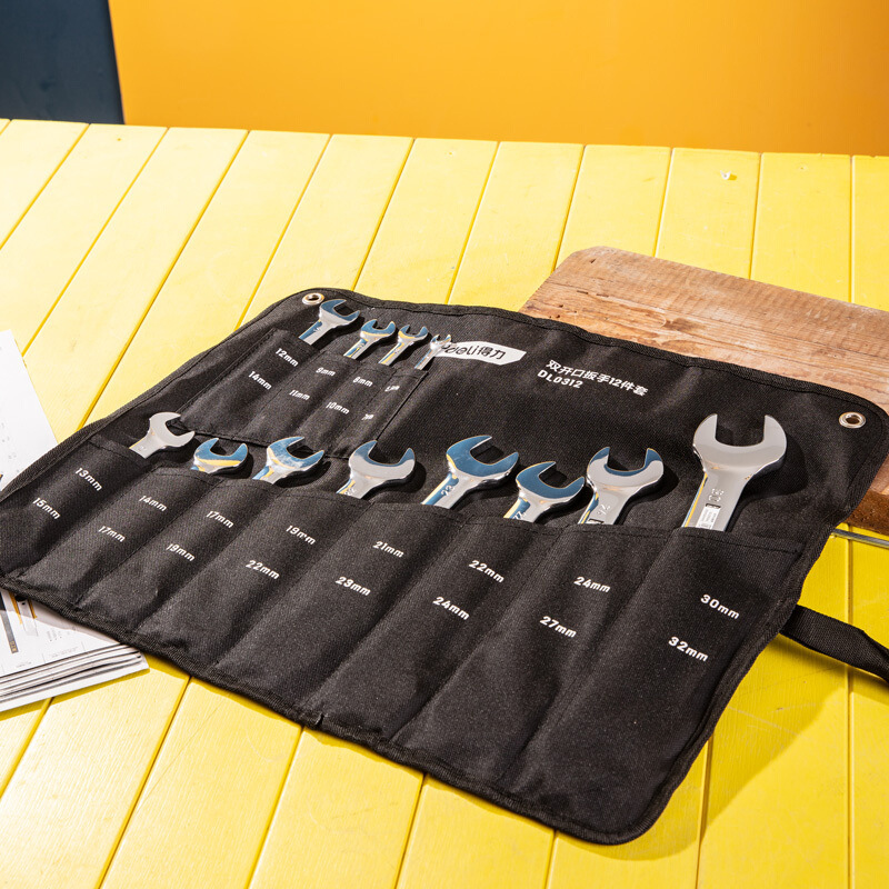 Deli Tools Mirror Double-opening Wrench Set, Double fixed Head wrench, chromium-vanadium steel DL0312 08 10 Item Picture