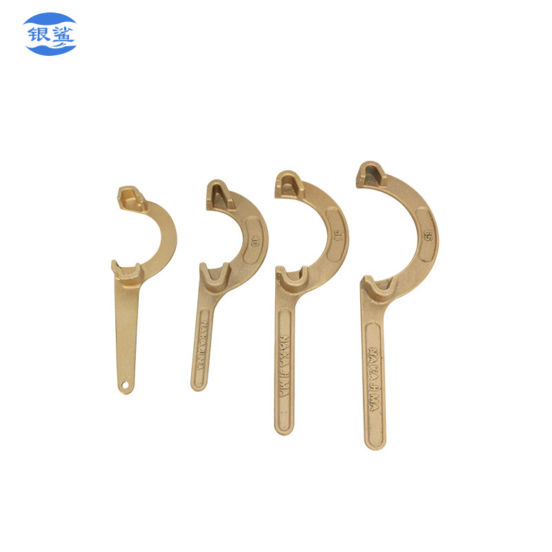 Marine F-shaped crescent fire hydrant wrench, pure copper and iron wrench, central island national standard fire hydrant hose with box wrench details Picture