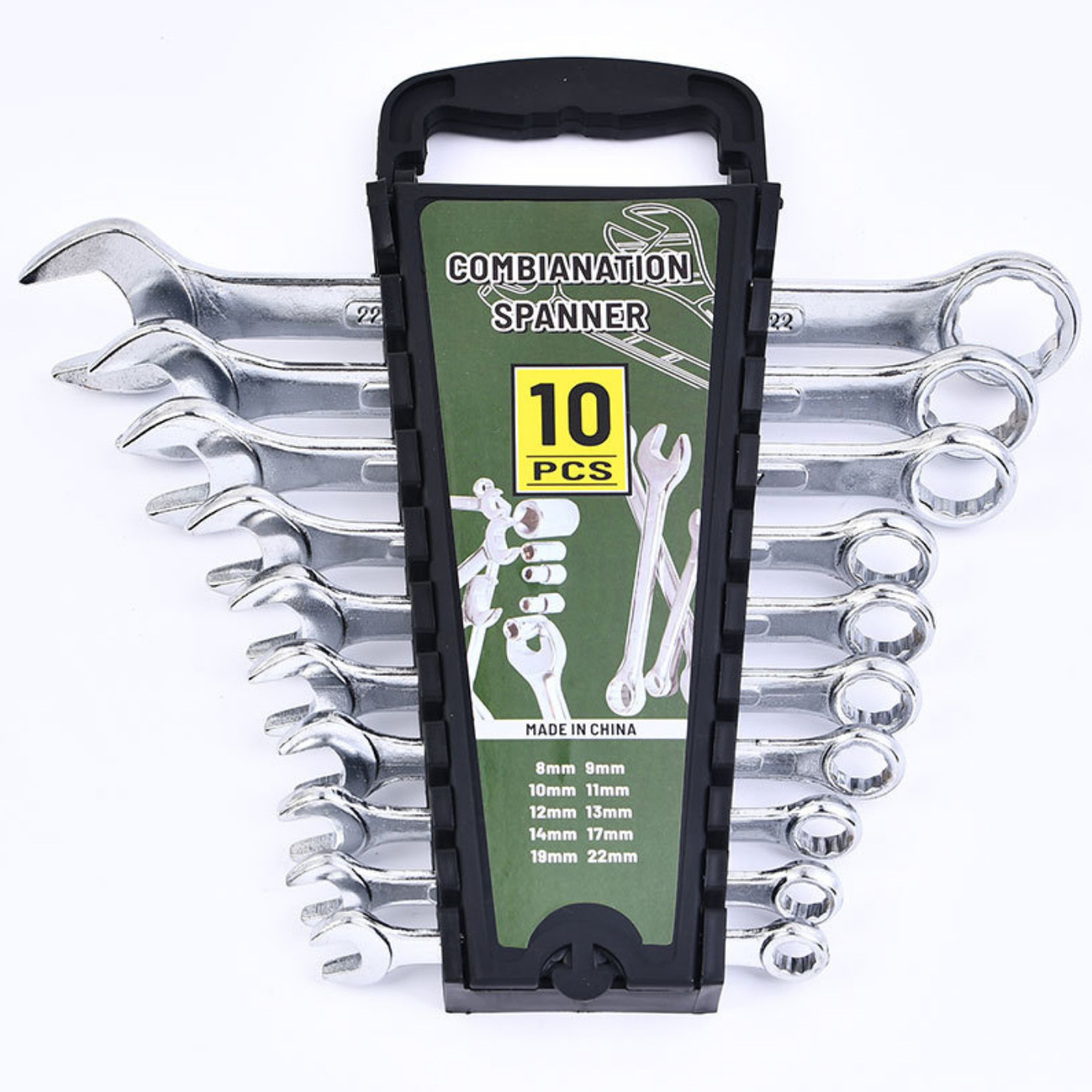 Wrench manufacturer's dual-purpose wrench, plastic shell set dual-purpose wrench, foreign trade set wrench, plastic frame double-ended wrench details Picture