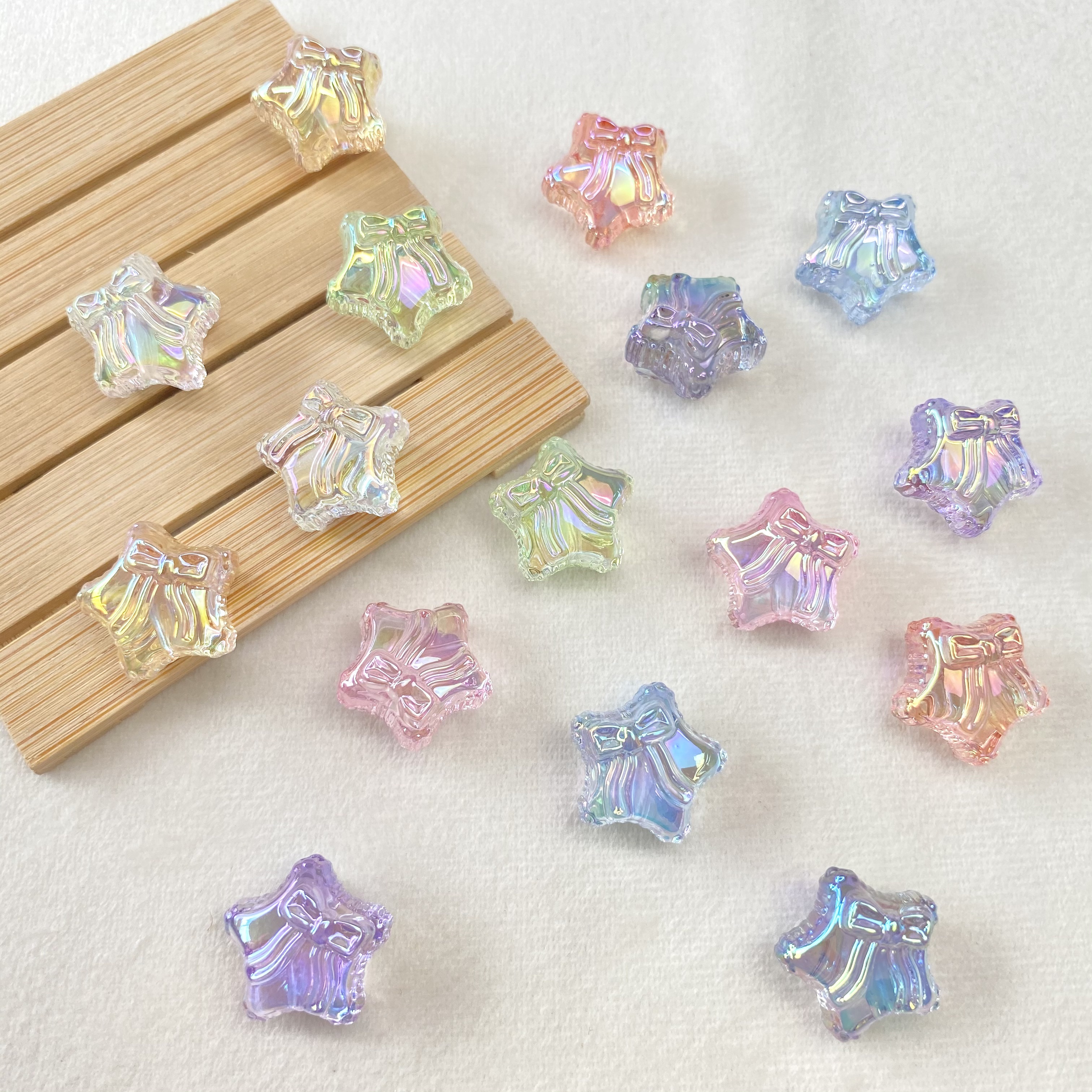 uv透明五角星领结手工创意制作diy/手机链钥匙扣包挂装饰饰品配件材料散珠